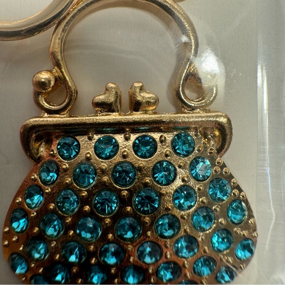 NWT. Blue rhinestone bag purse key chain or bag charm. Gold tone lobster claw - Picture 4 of 5